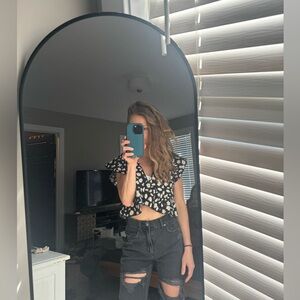 Floral Black Top